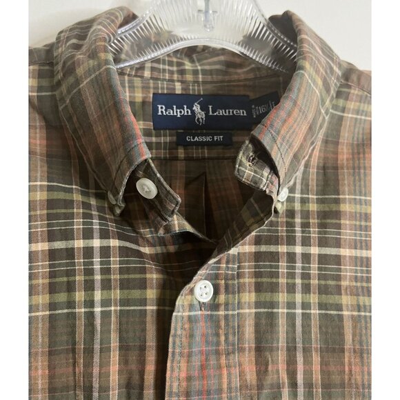 Ralph Lauren Classic Fit Fall Plaid Button Up Shirt Medium Vintage - Picture 2 of 14